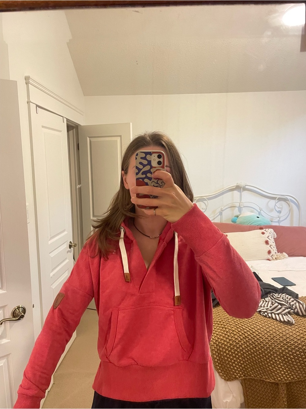 Wanakome Coral Pullover Hoodie with Leather Drawstrings